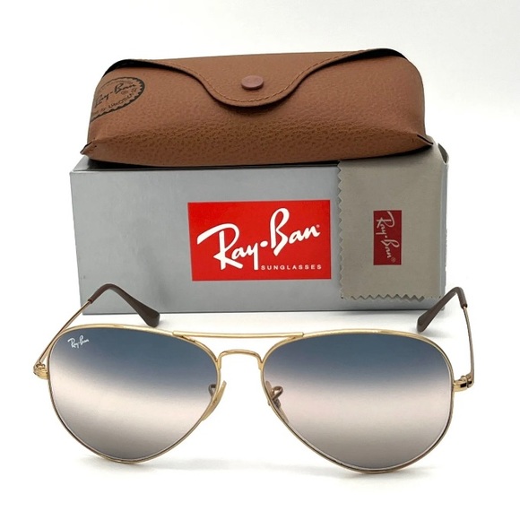 Ray Ban AVIATOR RB3689 001/GE Arista / Pink Gradient Blue 62mm Sunglasses - Picture 2 of 4